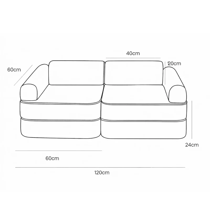 Modulares Spielsofa 120 cm 6-teilig, Beige
