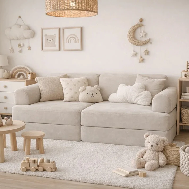 Modulares Spielsofa 120 cm 6-teilig, Grau