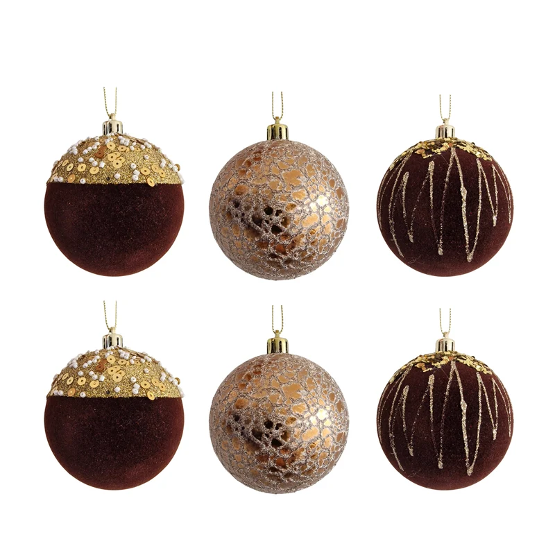 Weihnachtskugel mit Flockprint, 6 Stk.