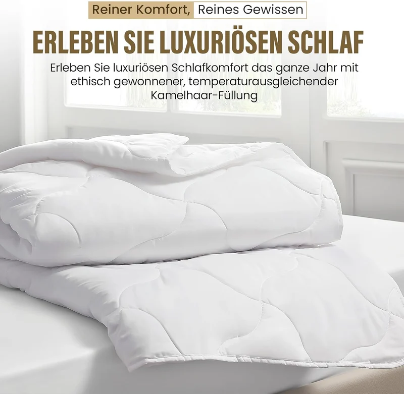 Kamelhaar-Decke Bettdecke 4-Jahreszeiten 135x200cm - Atmungsaktiv