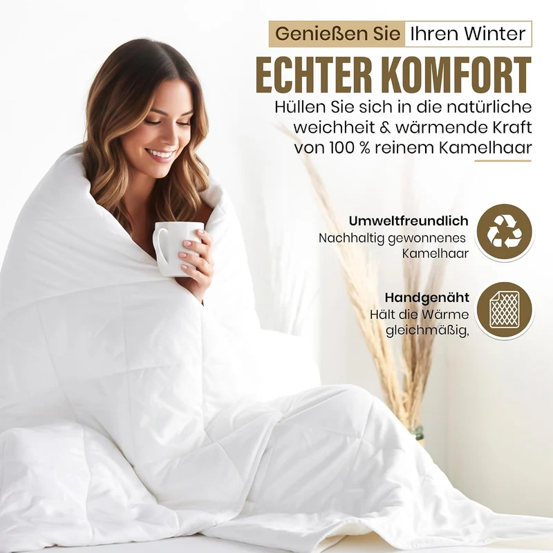 Hochwertige Kamelhaar-Ganzjahresdecke – Temperaturregulierend & weich