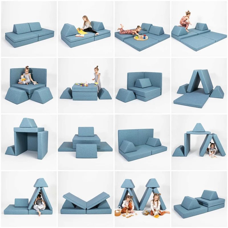 Spielmatratzen-Sofa Set 4-teilig Türkis, handgefertigt