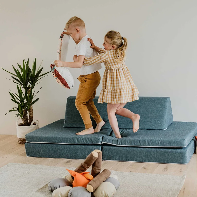 Spielmatratzen-Sofa Set 4-teilig Türkis, handgefertigt