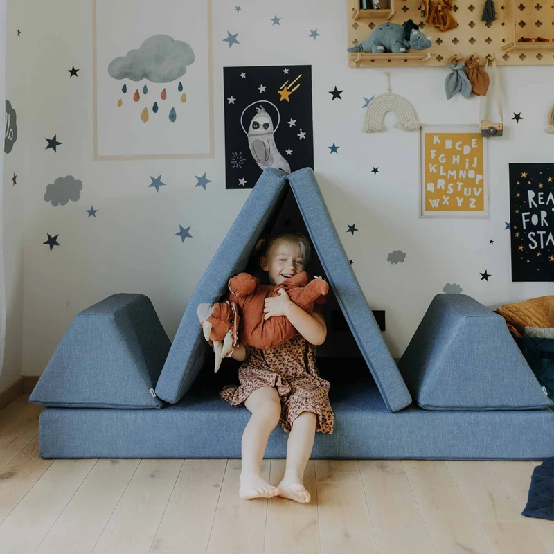 Spielmatratzen-Sofa Set 4-teilig Türkis, handgefertigt