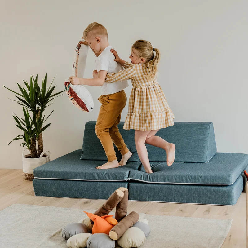 Spielmatratzen-Sofa Set 4-teilig Türkis, handgefertigt
