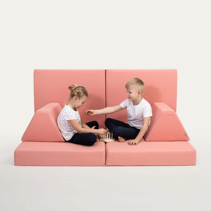 Spielmatratzen-Sofa Set 4-teilig Lachsrosa, handgefertigt