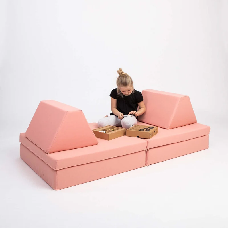 Spielmatratzen-Sofa Set 4-teilig Lachsrosa, handgefertigt