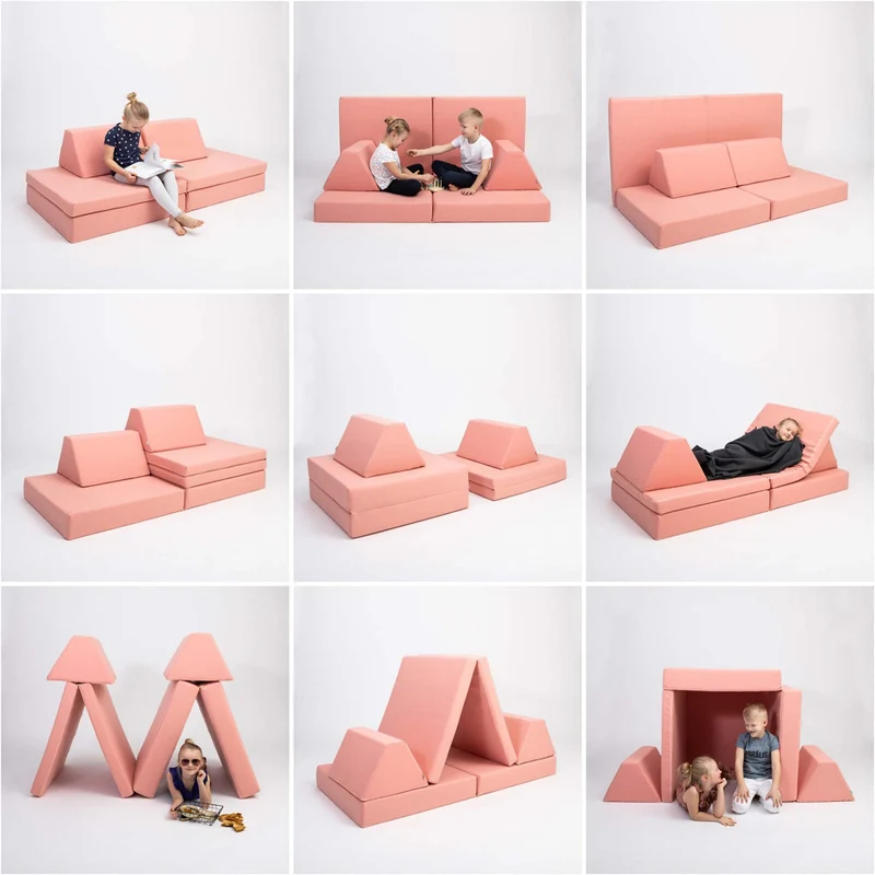 Spielmatratzen-Sofa Set 4-teilig Lachsrosa, handgefertigt