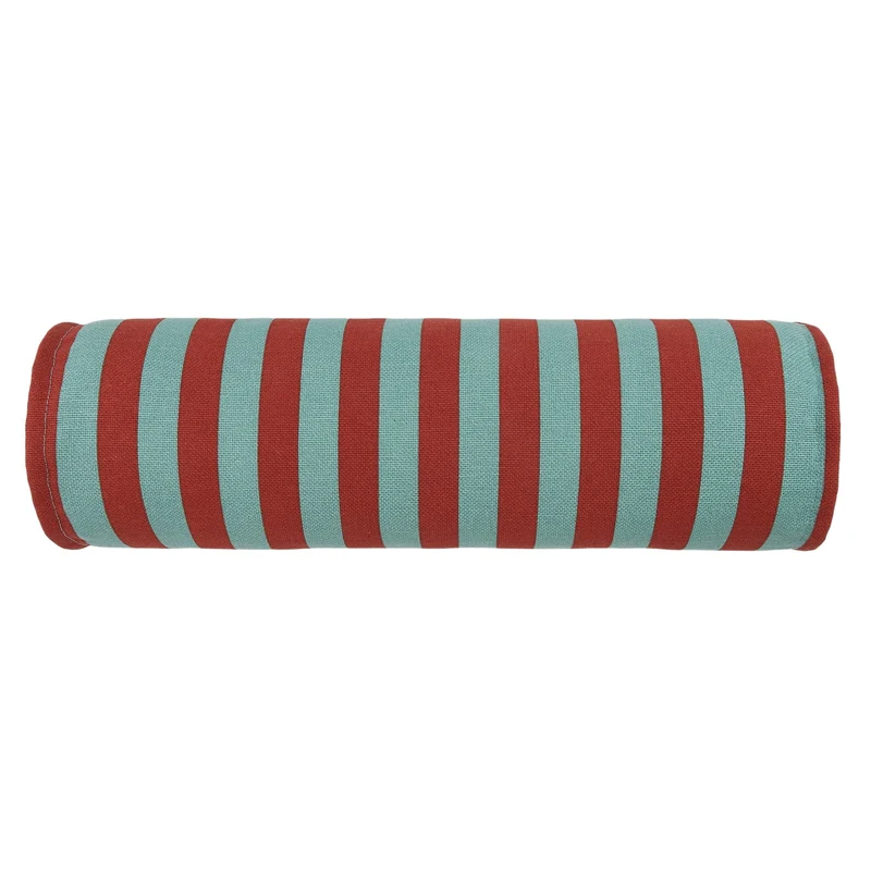 Coussin traversin en coton à rayures rouge bordeaux et vert 50 x 18 x 18 cm Vibes - Nobodinoz