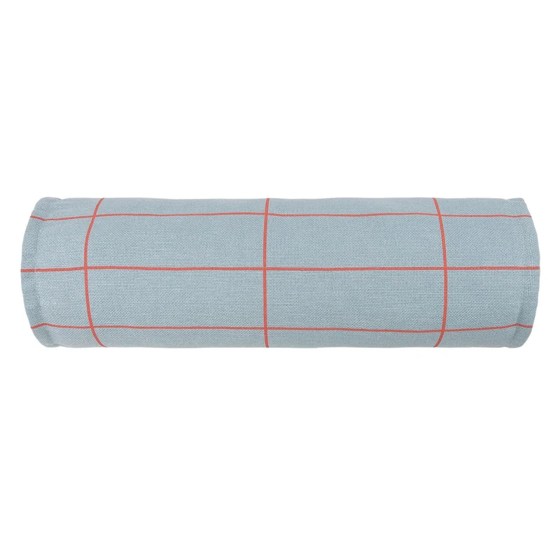 Coussin traversin en coton à carreaux bleu et rouge 50 x 18 x 18 cm Vibes - Nobodinoz