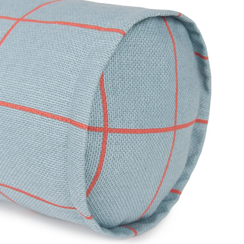 Coussin traversin en coton à carreaux bleu et rouge 50 x 18 x 18 cm Vibes - Nobodinoz