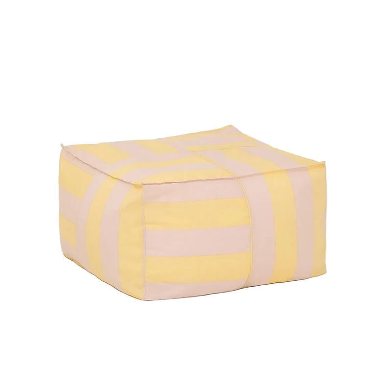 Pouf d'extérieur ottoman en tissu déperlant à rayures jaune et rose 55 x 35 cm Otto - Nobodinoz