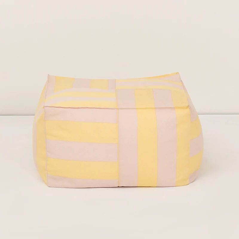 Pouf d'extérieur ottoman en tissu déperlant à rayures jaune et rose 55 x 35 cm Otto - Nobodinoz