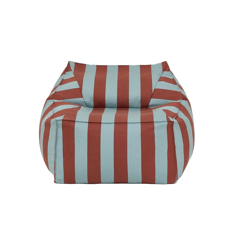 Fauteuil pouf d'extérieur en tissu déperlant à rayures bleu et rouge 80 x 90 x 58 cm Lenny - Nobodinoz