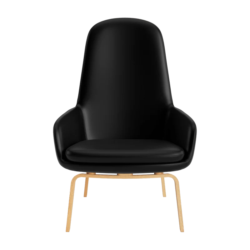 Fauteuil haut avec pieds en chêne et assise en cuir noir Era - Normann Copenhagen