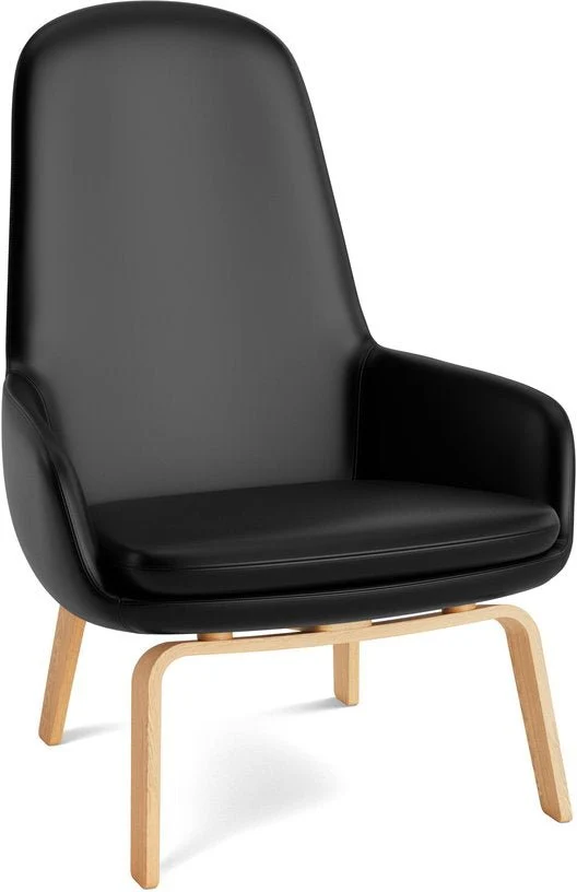 Fauteuil haut avec pieds en chêne et assise en cuir noir Era - Normann Copenhagen