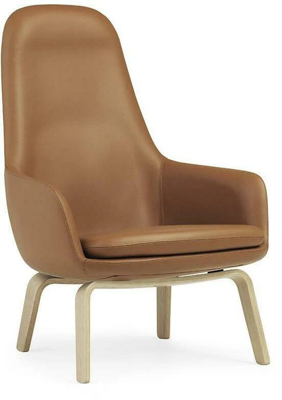 Fauteuil haut avec pieds en chêne et assise en cuir noir Era - Normann Copenhagen