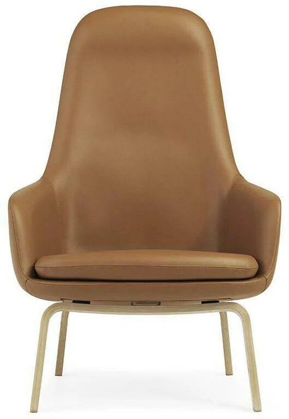 Fauteuil haut avec pieds en chêne et assise en cuir noir Era - Normann Copenhagen