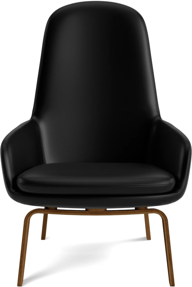 Fauteuil haut avec pieds en noyer et assise en cuir noir Era - Normann Copenhagen