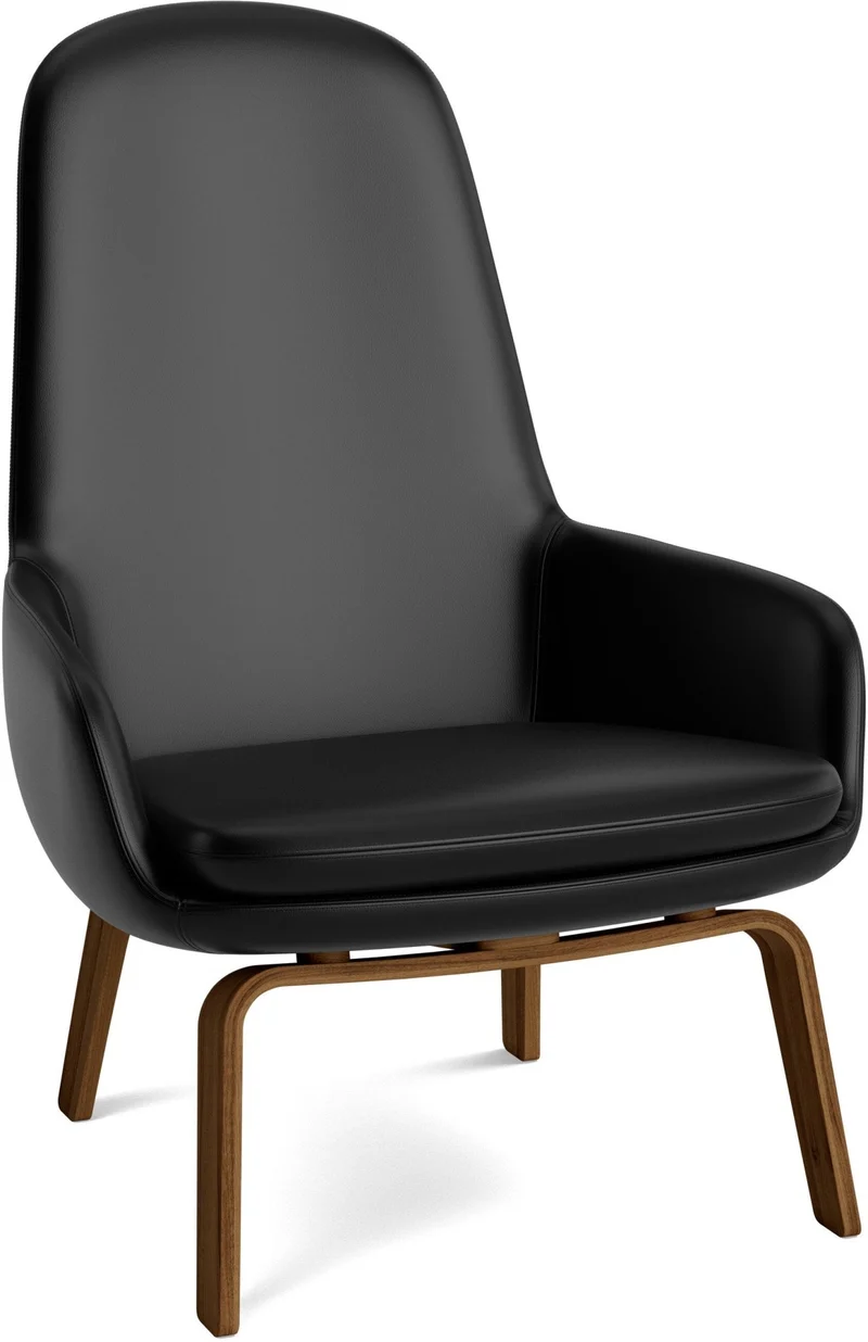 Fauteuil haut avec pieds en noyer et assise en cuir noir Era - Normann Copenhagen