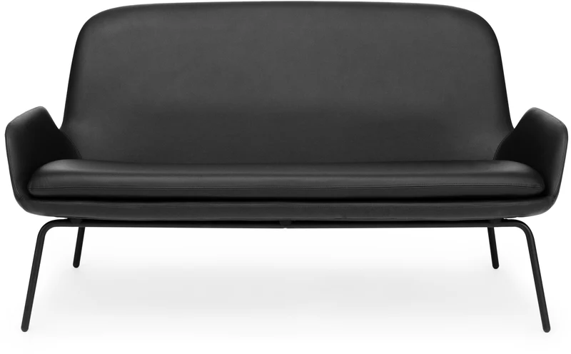 Canapé avec pieds en acier noir et assise en cuir noir Era - Normann Copenhagen
