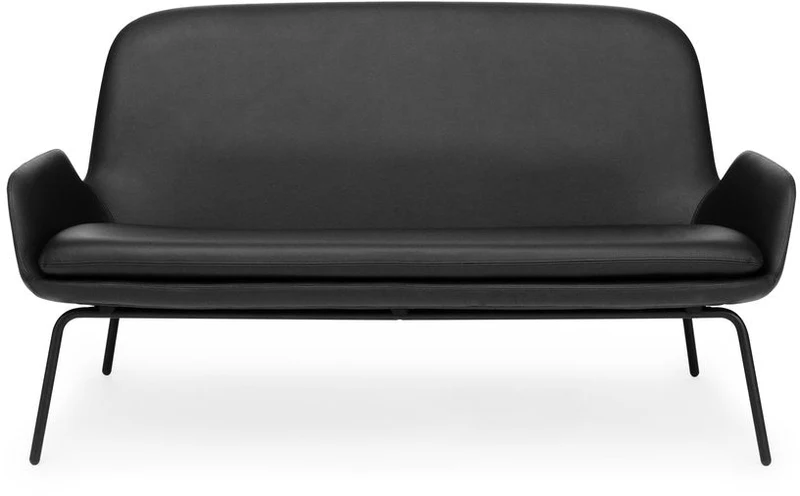 Canapé avec pieds en acier noir et assise en cuir noir Era - Normann Copenhagen