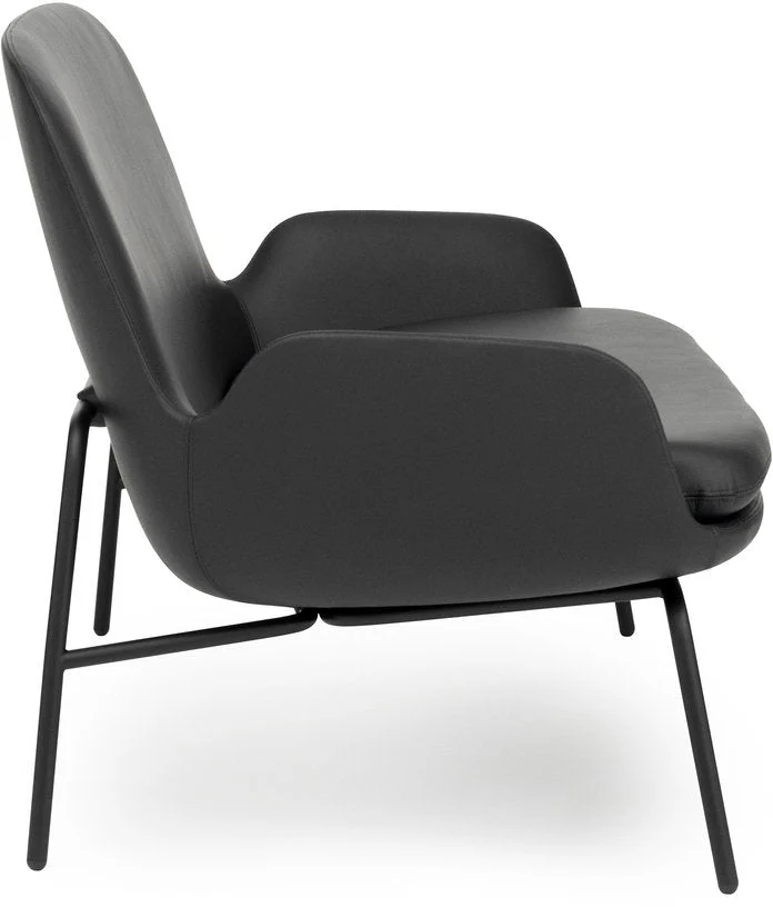 Canapé avec pieds en acier noir et assise en cuir noir Era - Normann Copenhagen