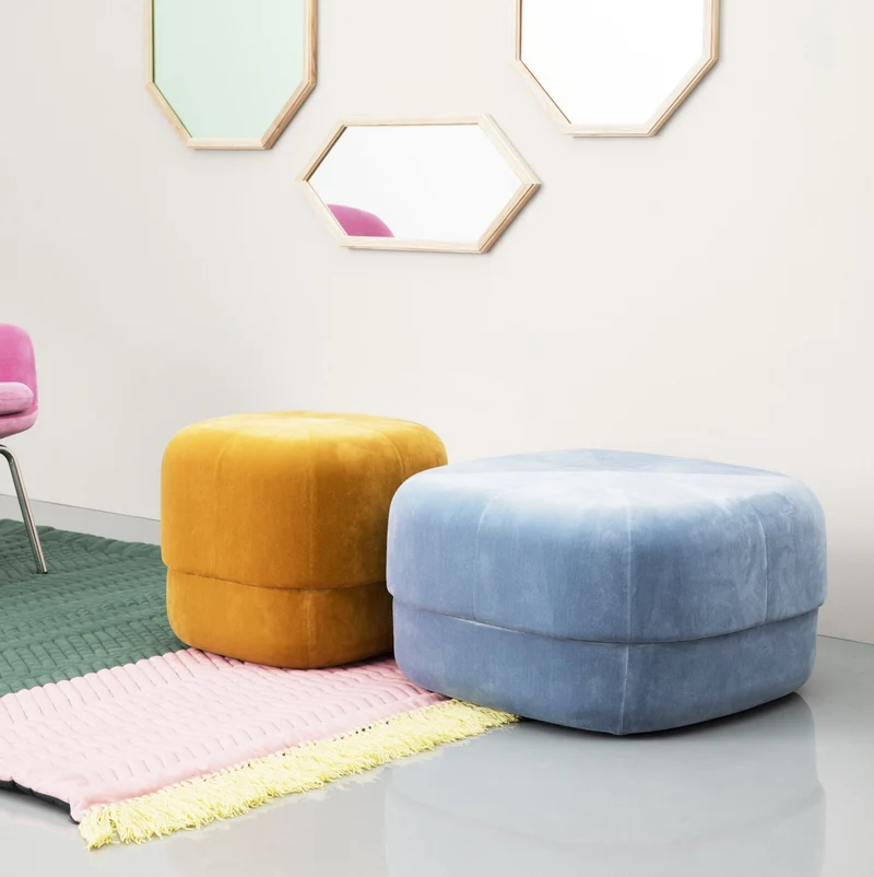 Pouf en velours 65 cm gris Circus Grey - Normann Copenhagen