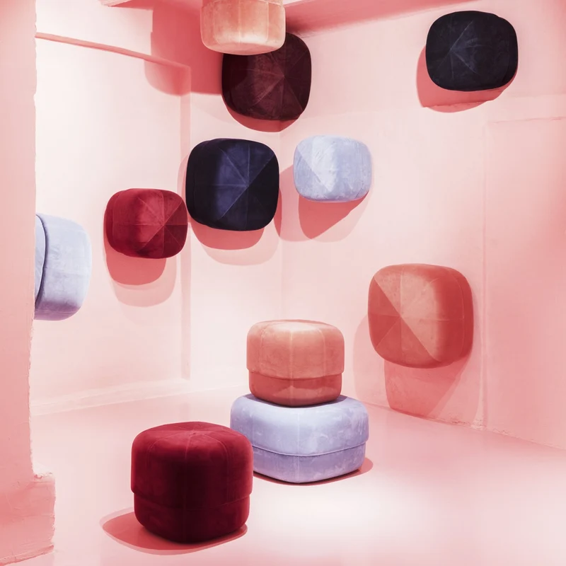 Pouf en velours 65 cm gris Circus Grey - Normann Copenhagen
