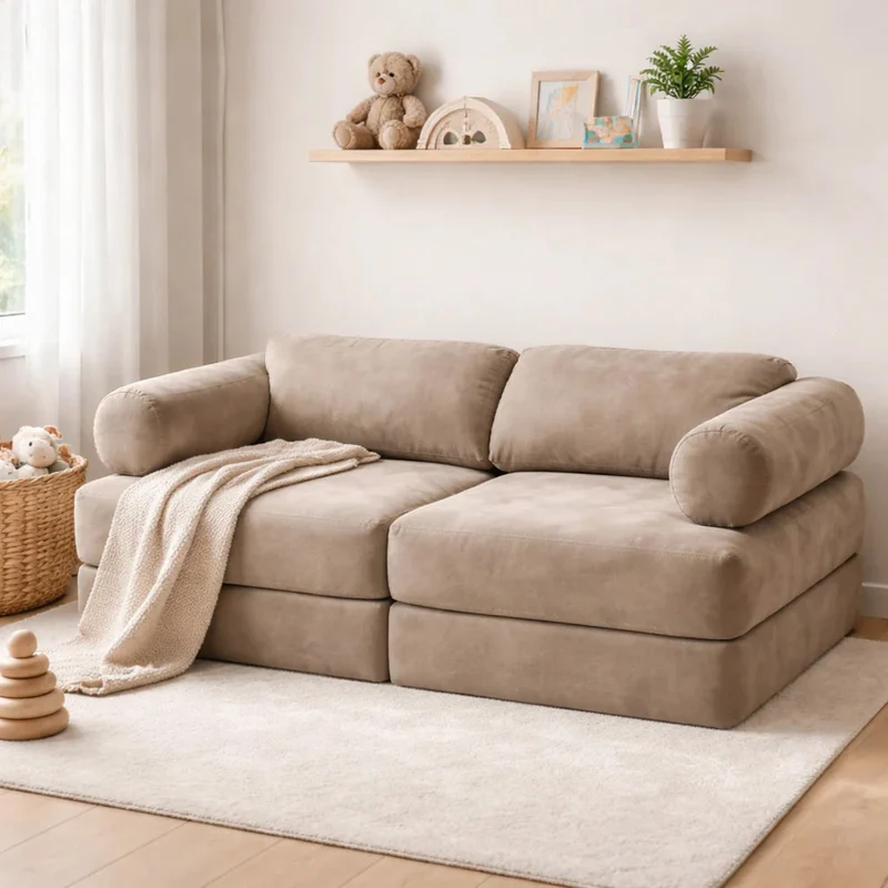 Modulares Spielsofa 120 cm 6-teilig, Taupe