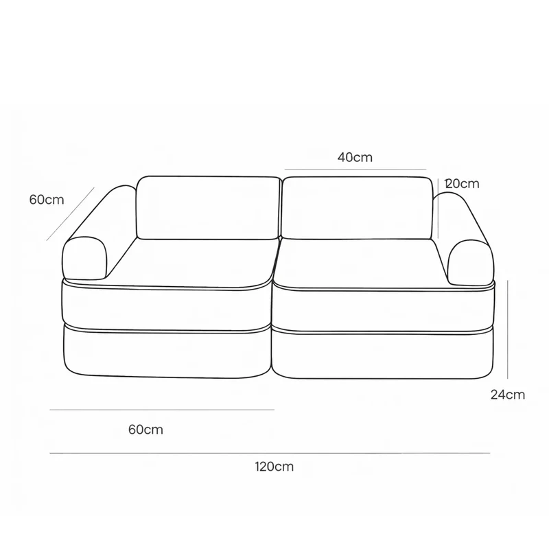 Modulares Spielsofa 120 cm 6-teilig, Taupe