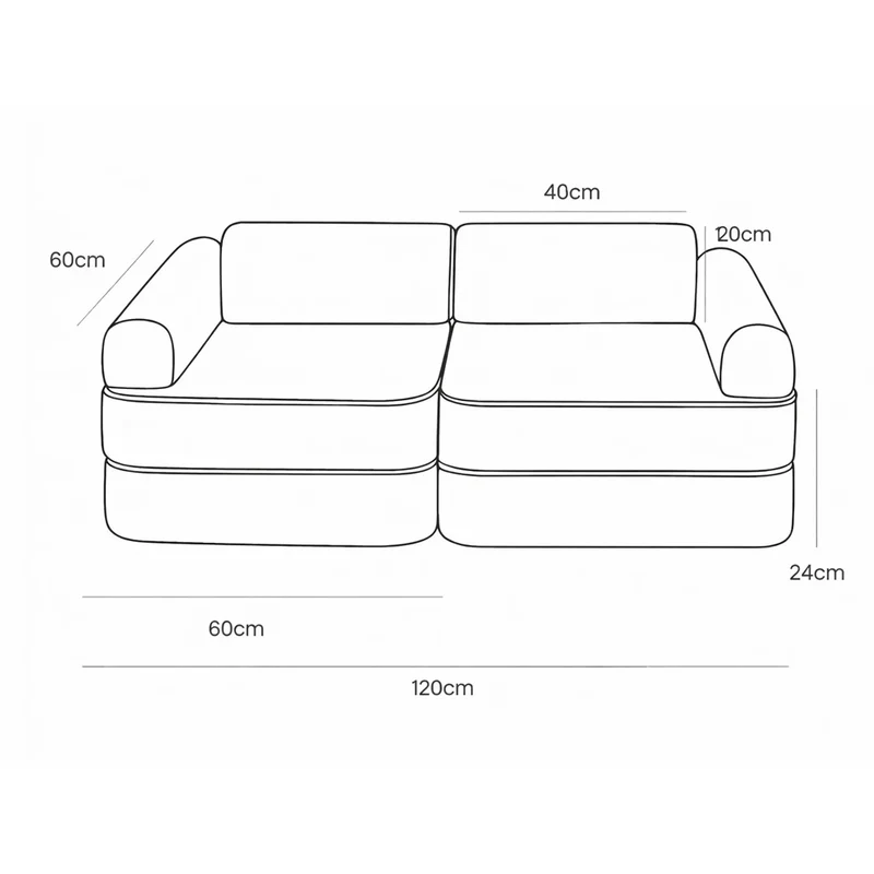 Modulares Spielsofa 120 cm 6-teilig, Grün