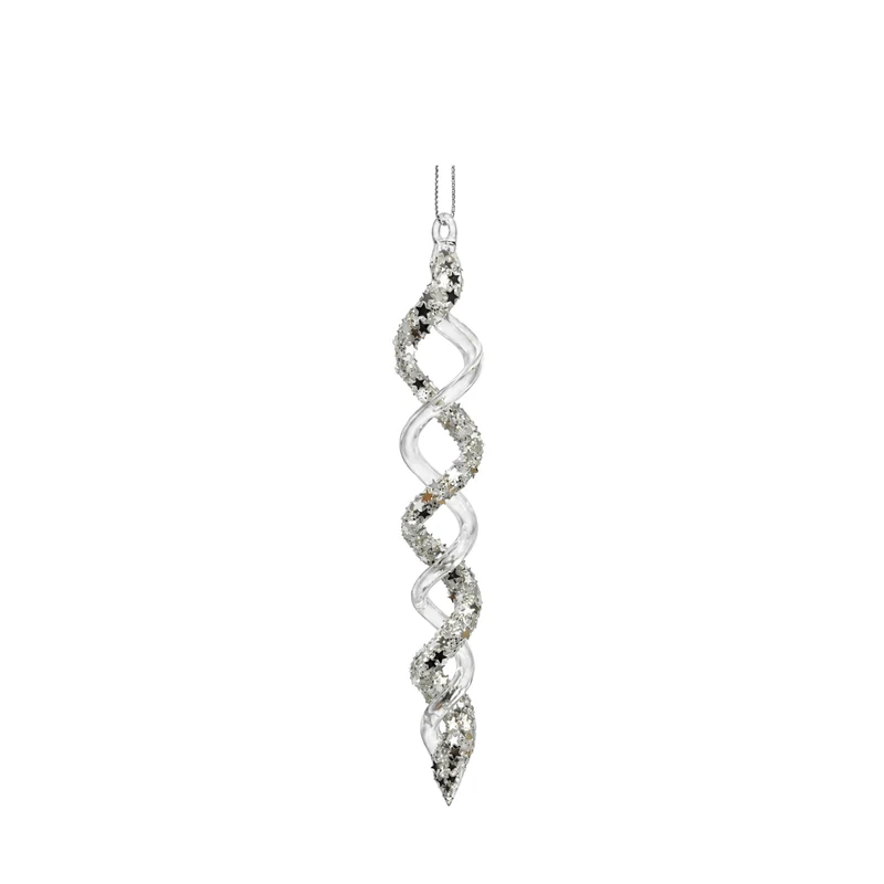 Twist-Eiszapfen aus Glas m. Glitter – L16cm
