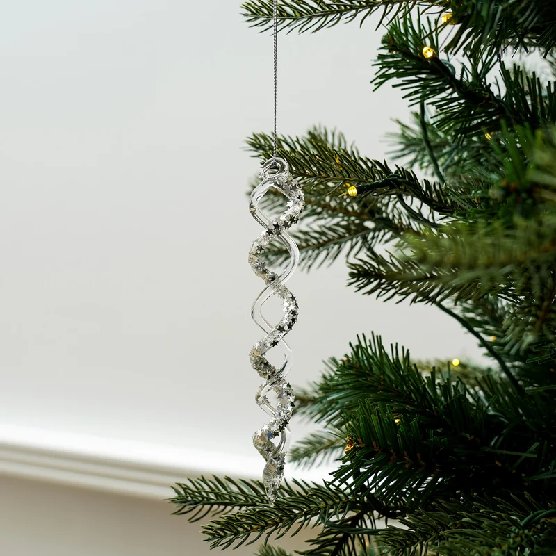 Twist-Eiszapfen aus Glas m. Glitter – L16cm