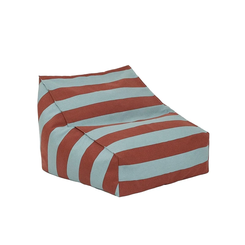 Pouf d'extérieur pour enfant en tissu déperlant à rayures bleu et rouge 68 x 40 x 60 cm Vibes - Nobodinoz