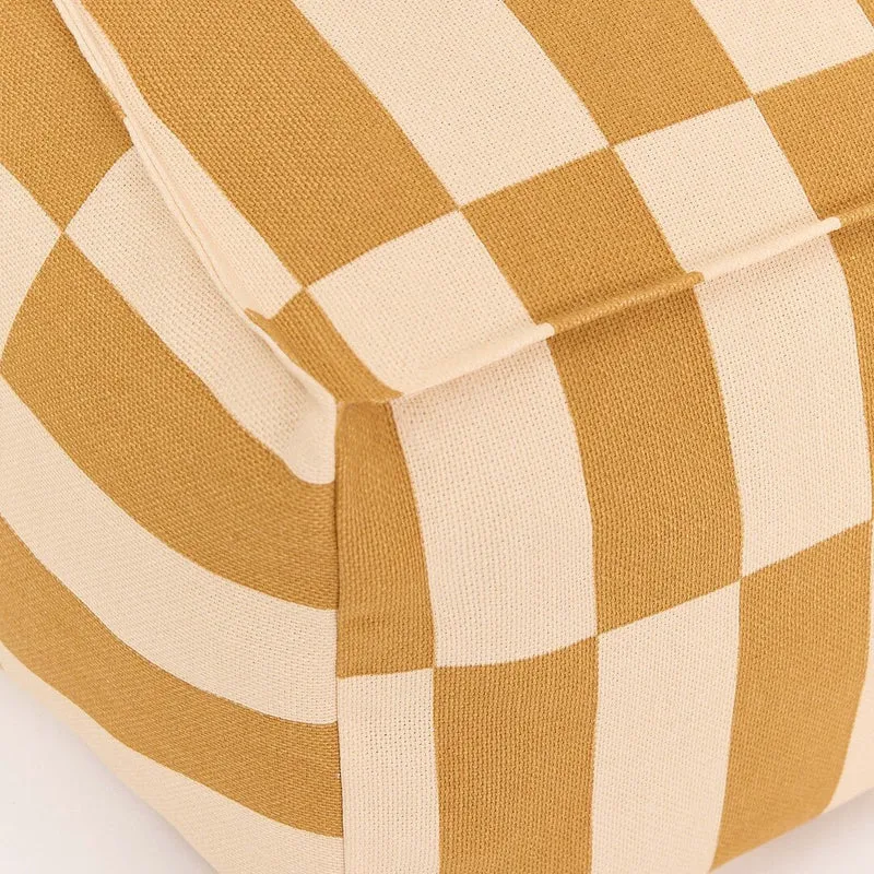 Fauteuil pouf en coton bio à carreaux jaune moutarde 70 x 105 x 57 cm Vibes - Nobodinoz