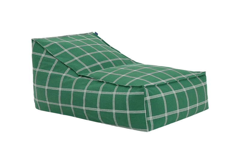 Fauteuil pouf en coton bio à carreaux vert et blanc 70 x 105 x 57 cm Vibes - Nobodinoz