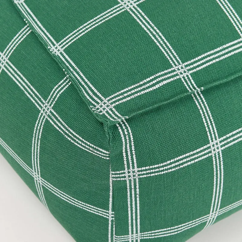 Fauteuil pouf en coton bio à carreaux vert et blanc 70 x 105 x 57 cm Vibes - Nobodinoz