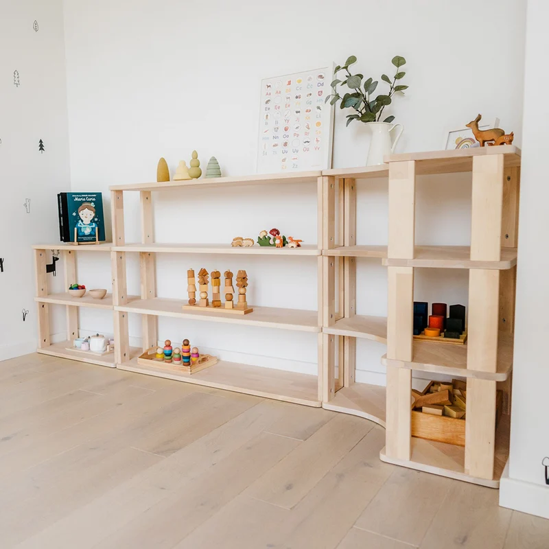 Modularer offener Montessori-Kleiderschrank aus Birkenholz 100x110x30 cm