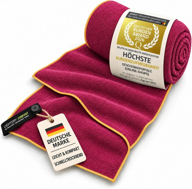 Mikrofaser-Reisehandtuch – Schnelltrocknend & Kompakt – 60x30 cm – Rot