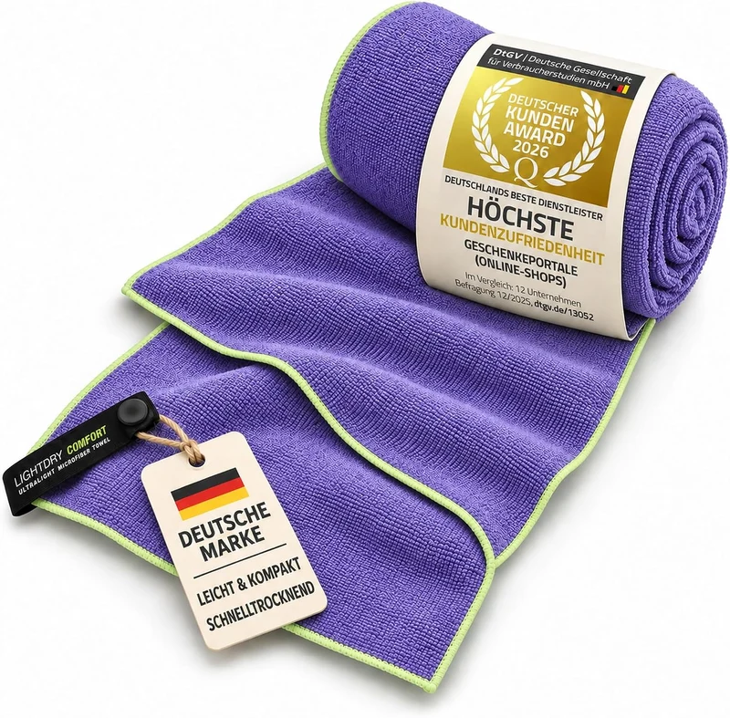 Mikrofaser Reisehandtuch 80x40 cm - Schnelltrocknend & Kompakt Lila