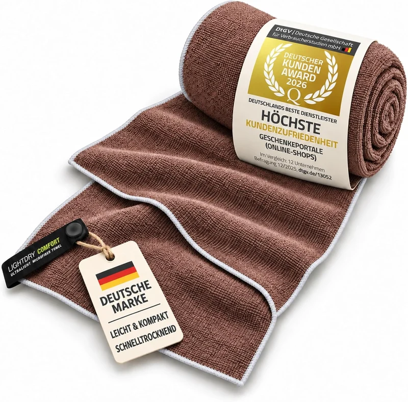 Mikrofaser Reisehandtuch Braun 80x40 cm - Schnelltrocknend & Kompakt