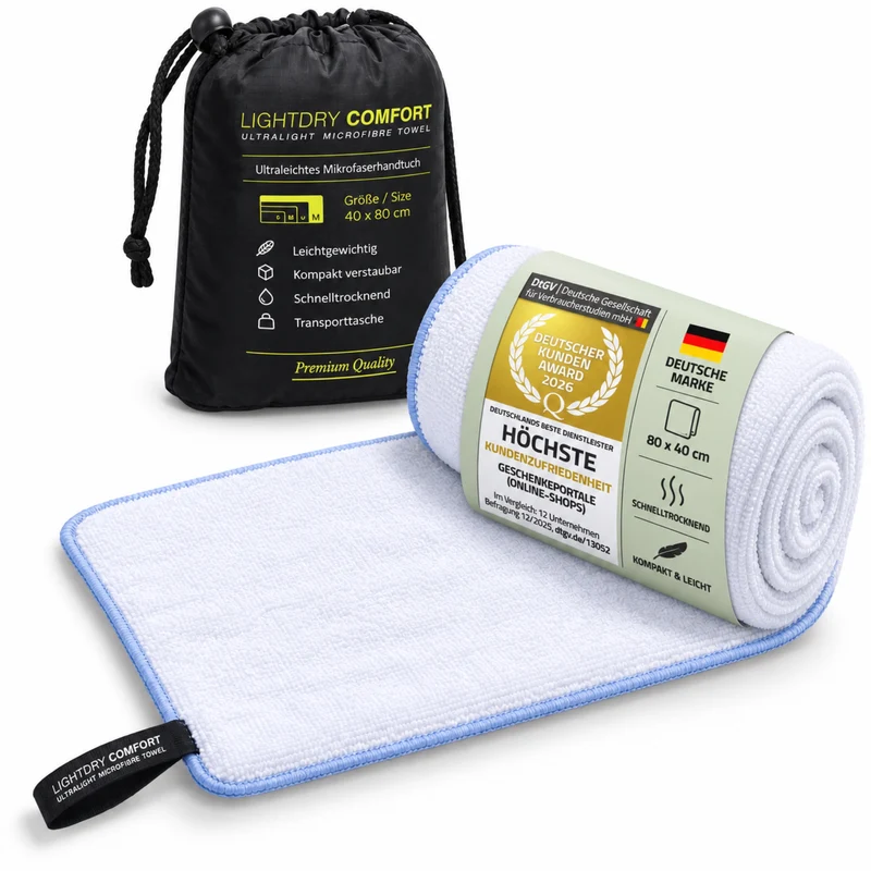Mikrofaser Reisehandtuch 80x40 cm - Schnelltrocknend & Kompakt