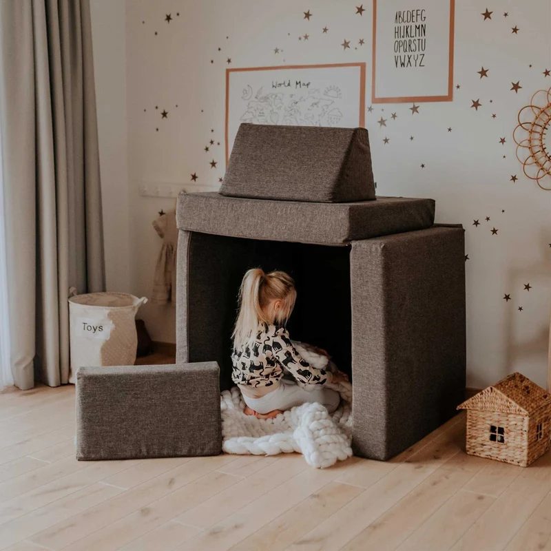 Spielmatratzen-Sofa Set 4-teilig Dunkelbraun, handgefertigt