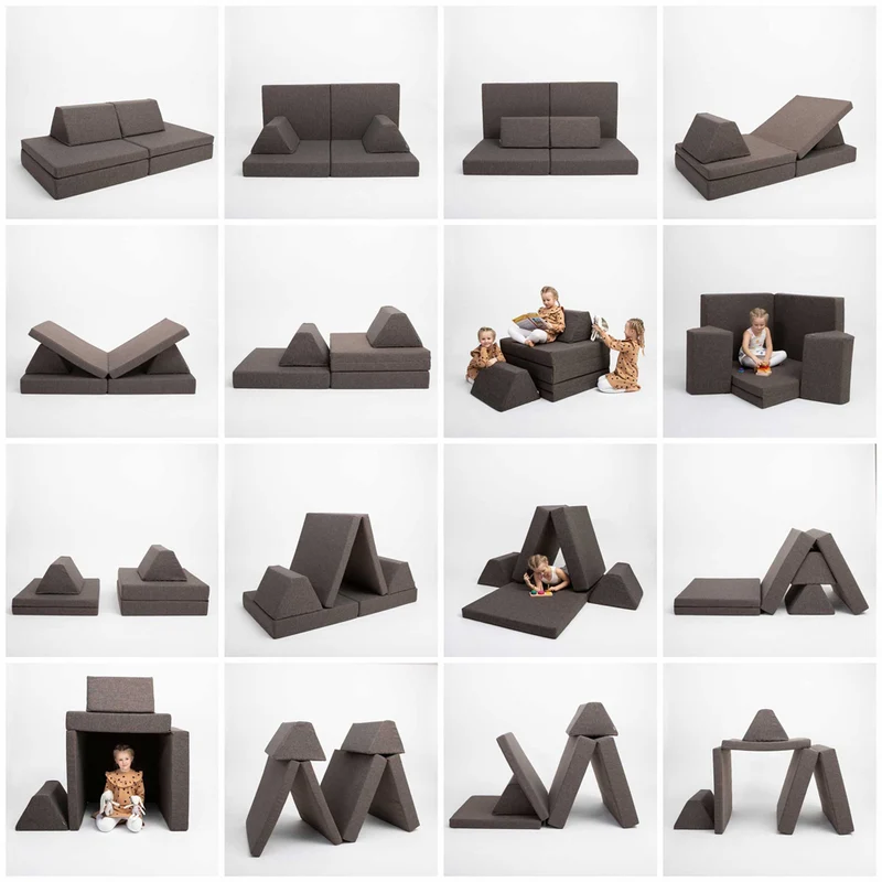 Spielmatratzen-Sofa Set 4-teilig Dunkelbraun, handgefertigt