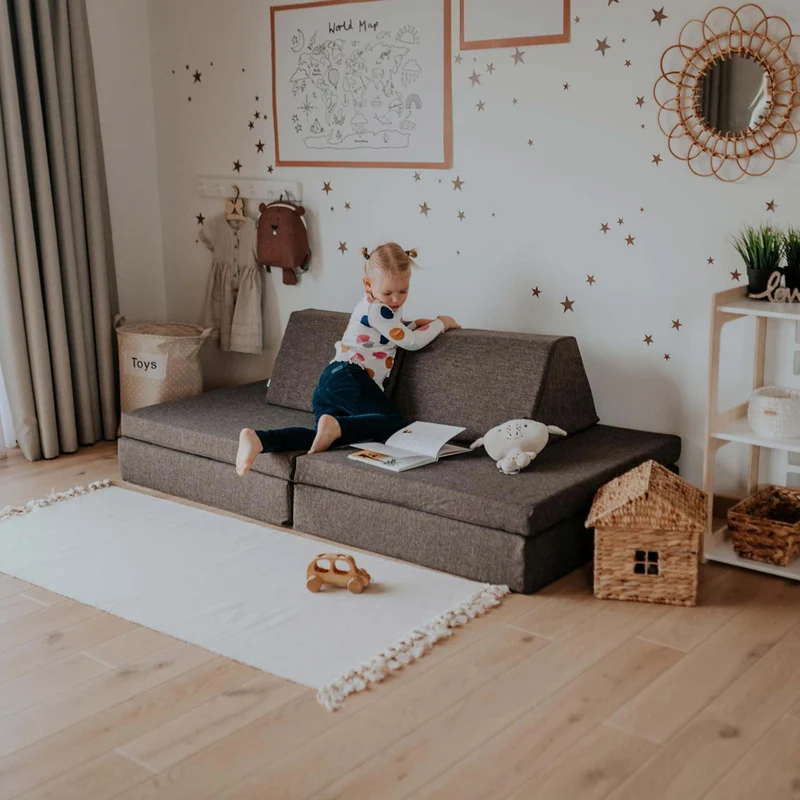Spielmatratzen-Sofa Set 4-teilig Dunkelbraun, handgefertigt