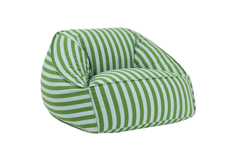 Fauteuil pouf en coton à rayures vert et bleu 105 x 105 x 60 cm Ziggy - Nobodinoz