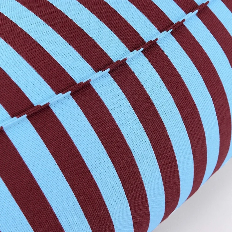 Fauteuil pouf en coton à rayures rouge bordeaux et bleu 105 x 105 x 60 cm Ziggy - Nobodinoz