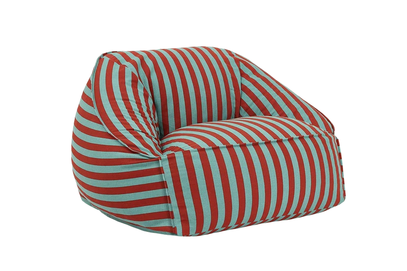 Fauteuil pouf en coton à rayures rouge et vert 105 x 105 x 60 cm Ziggy - Nobodinoz