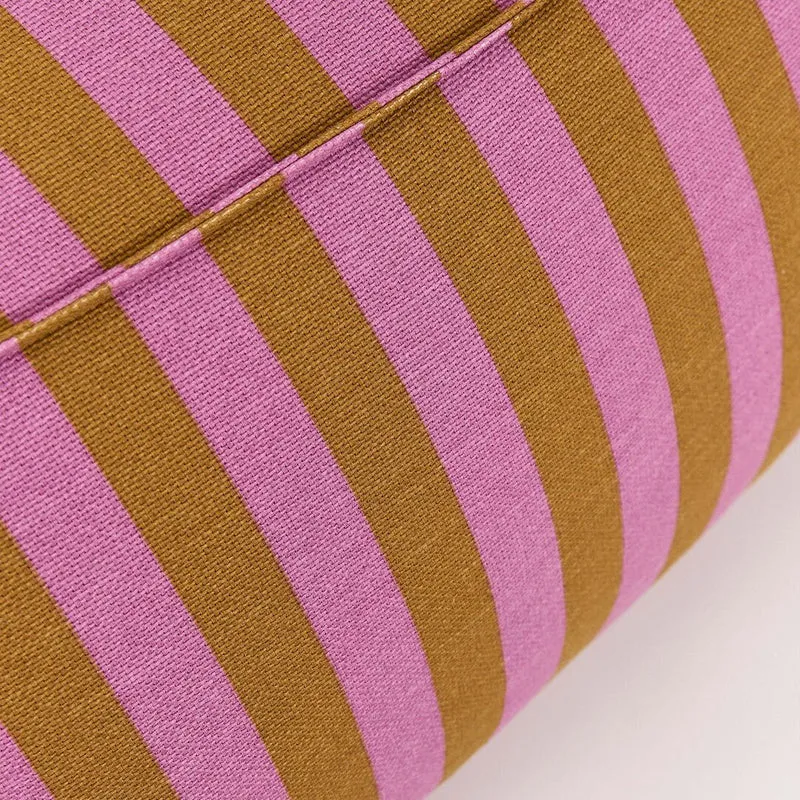 Fauteuil pouf en coton à rayures rose et jaune curry 105 x 105 x 60 cm Ziggy - Nobodinoz